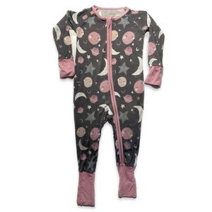 Little Sleepies Zippy Pajamas (pink moon & back), Size 6-12 months. Lightly worn